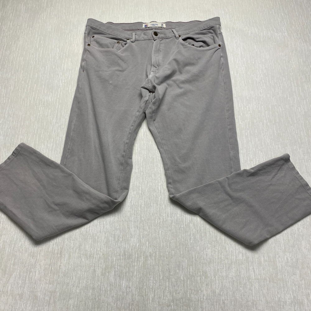 Laguna Chino Pants Mens 38 Gray Cotton Stretch Low Rise Flat Front Straight Leg